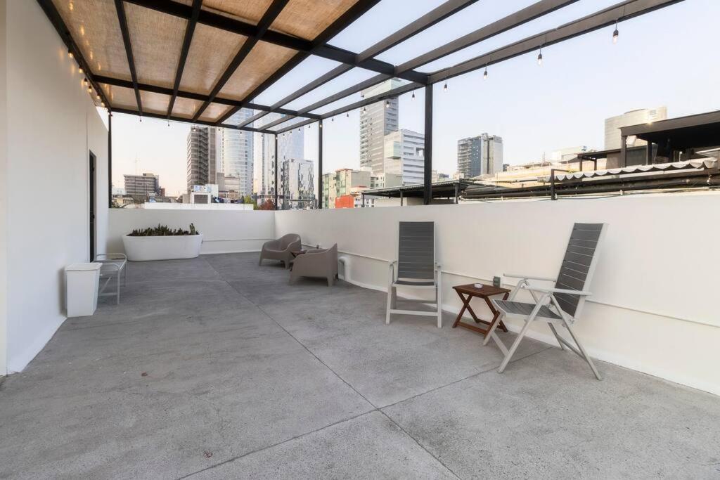 L302 New Studio Apt Ac Private Balcony Rooftop Apartment Mexico City Exterior photo